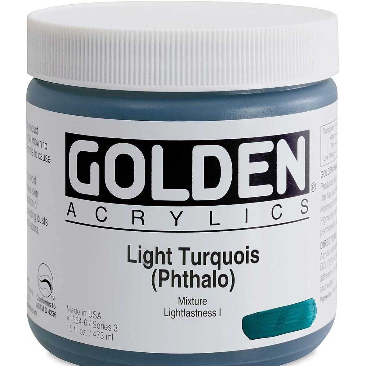 Golden Heavy Body Acrylic - Light Turquois (Phthalo) - 16oz Jar